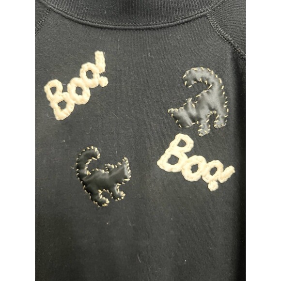 Vintage 1990s Size XL Halloween Boo Black Cat Sweatshirt USA 50/50 Hanes Mint - Picture 3 of 6